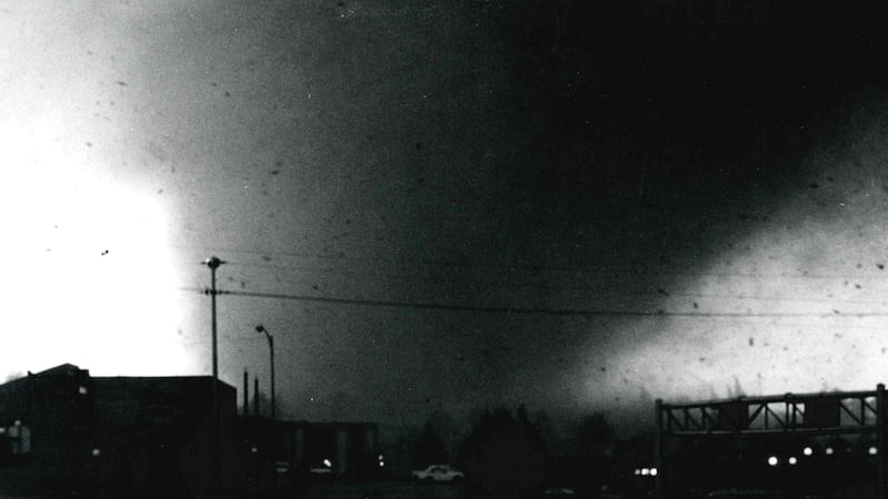 Still frame of the 1975 tornado