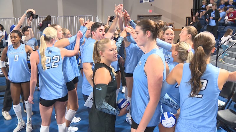 Creighton volleyball ahead of its 2026 exhibition against South Dakota.