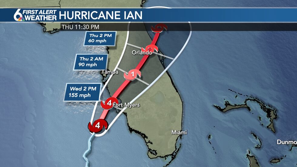 Ian Path Wednesday Dangerous Hurricane Ian will hit Florida Wednesday