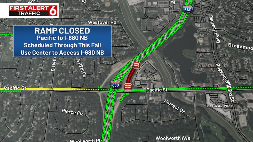 Omaha Ramp Pacific Street ramp to Omaha I-680 northbound closes for construction
