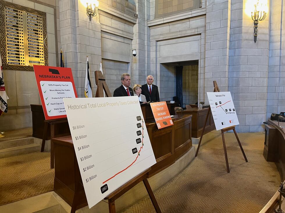 Gov. Jim Pillen held a news conference Thursday, July 18, 2024, to unveil his proposal to...
