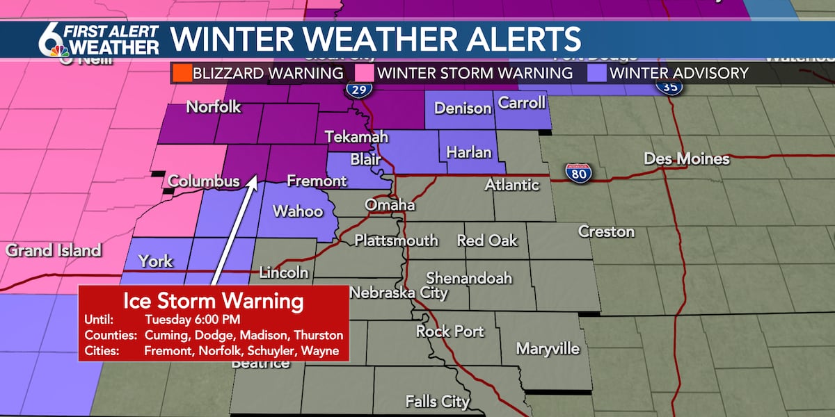 David Weather Map David’s Evening Forecast - Rain likely Monday with ice north of Omaha