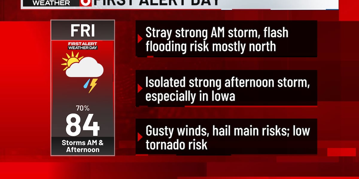 First Alert 6 Weather Day: Morning storms with heavy rain then more afternoon storms