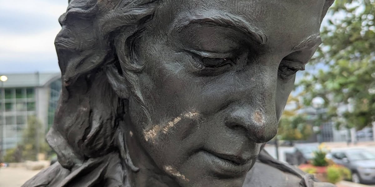 Man accused of vandalizing statues at Pioneer Courage Park with a brick