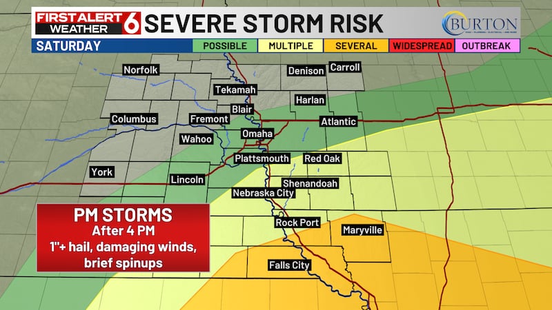 The best chance for severe weather is south of the metro.
