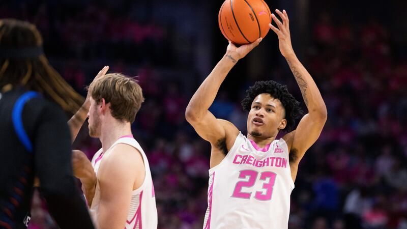 Creighton's Trey Alexander (23) shoots against DePaul during the second half of an NCAA...
