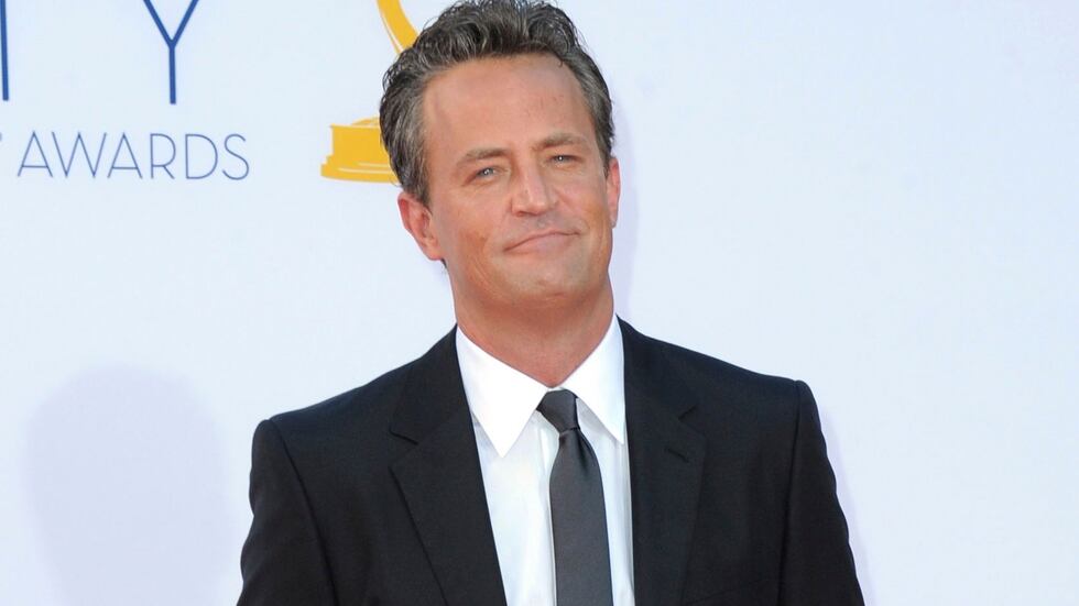 FILE - Actor Matthew Perry arrives at the 64th Primetime Emmy Awards in Los Angeles on Sept....