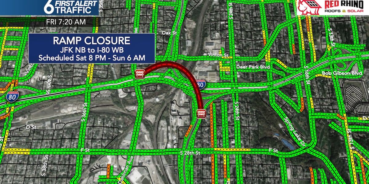 Omaha Ramp 6 First Alert Traffic: Several Omaha interstate ramps closed this weekend