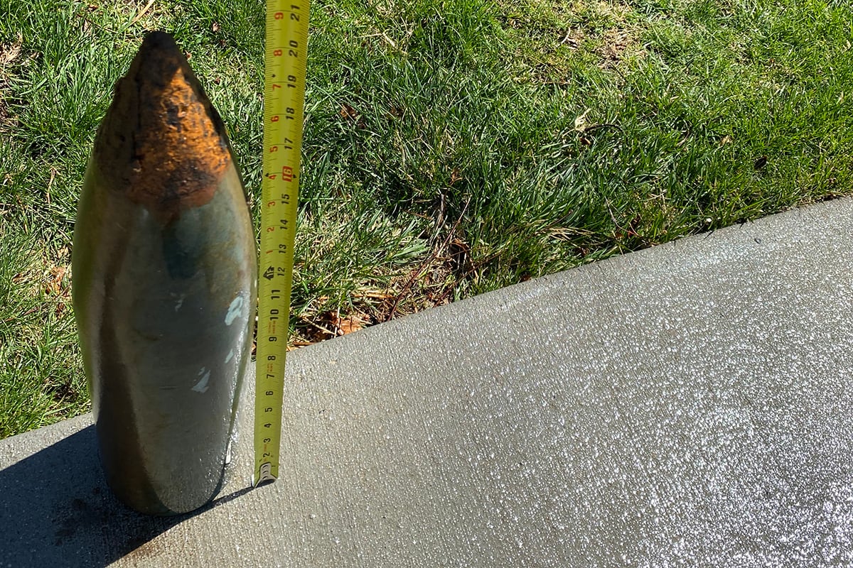 Landscape work unearths buried military shell at Omaha residence