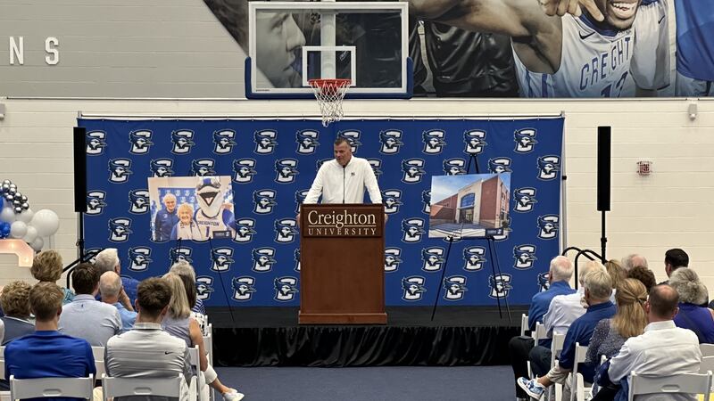 Greg McDermott addresses the crowd at the dedication ceremony for the new McDermott Center at...