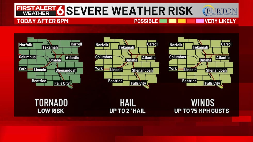 Large hail and damaging winds are the main threats.
