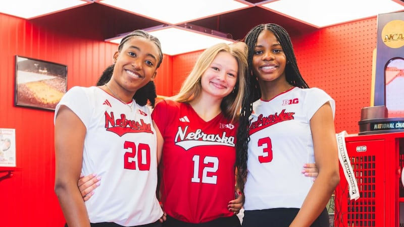 Nebraska's 2026 signing class (from L to R): Jayden Robinson, Gabby DiVita, Keoni Williams