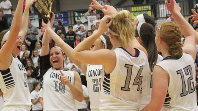 Concordia University celebrates winning the GPAC conference championship.