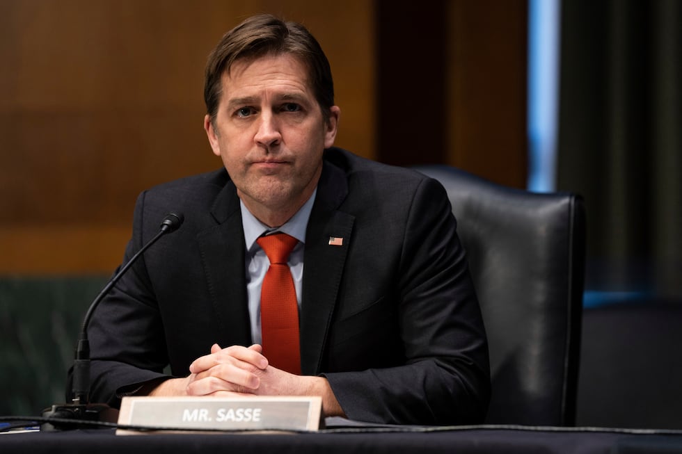 Sen. Ben Sasse, R-Neb., listens during a confirmation hearing for Treasury Secretary-nominee...