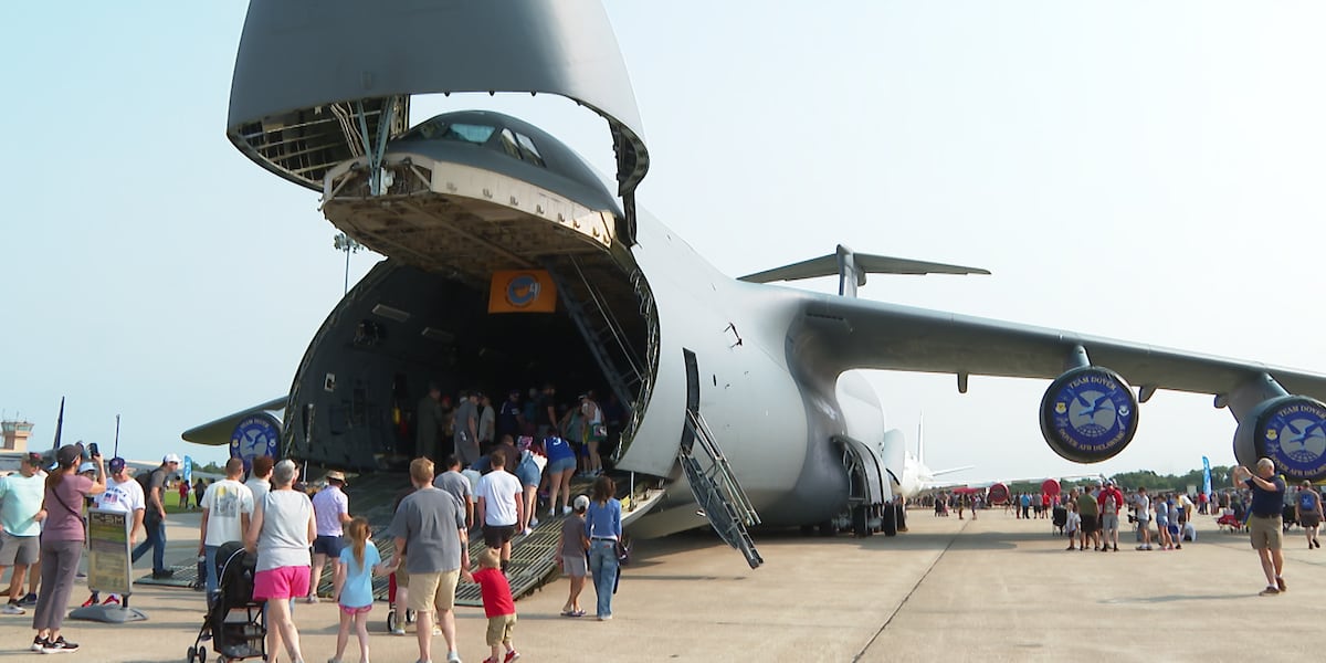 Offutt air show features pink jet, WWII parachute team before weather cancellation