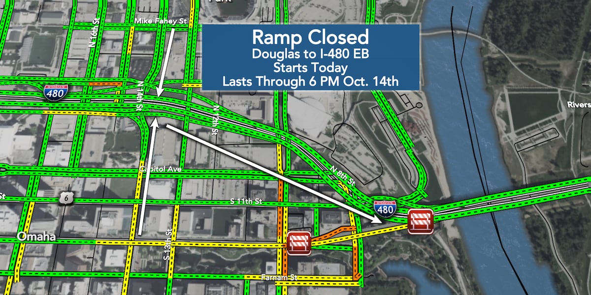 6 First Alert Traffic: Ramp from Douglas Street to eastbound I-480 closed