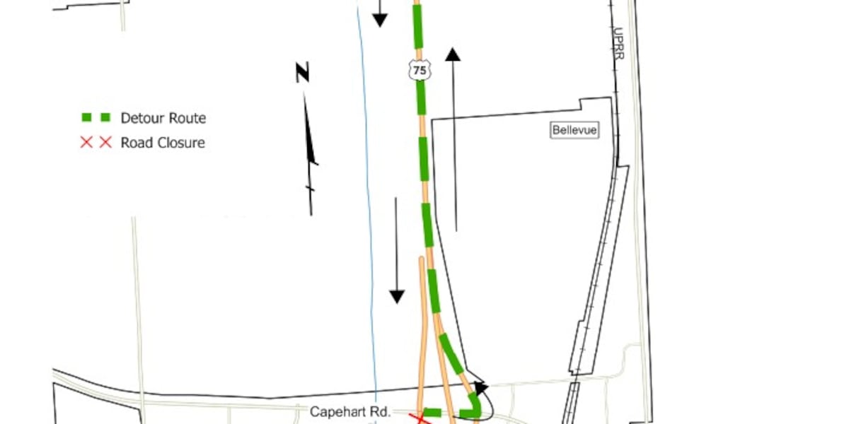 Capac Road Capehart Road on-ramp to HWY 75 closes for construction