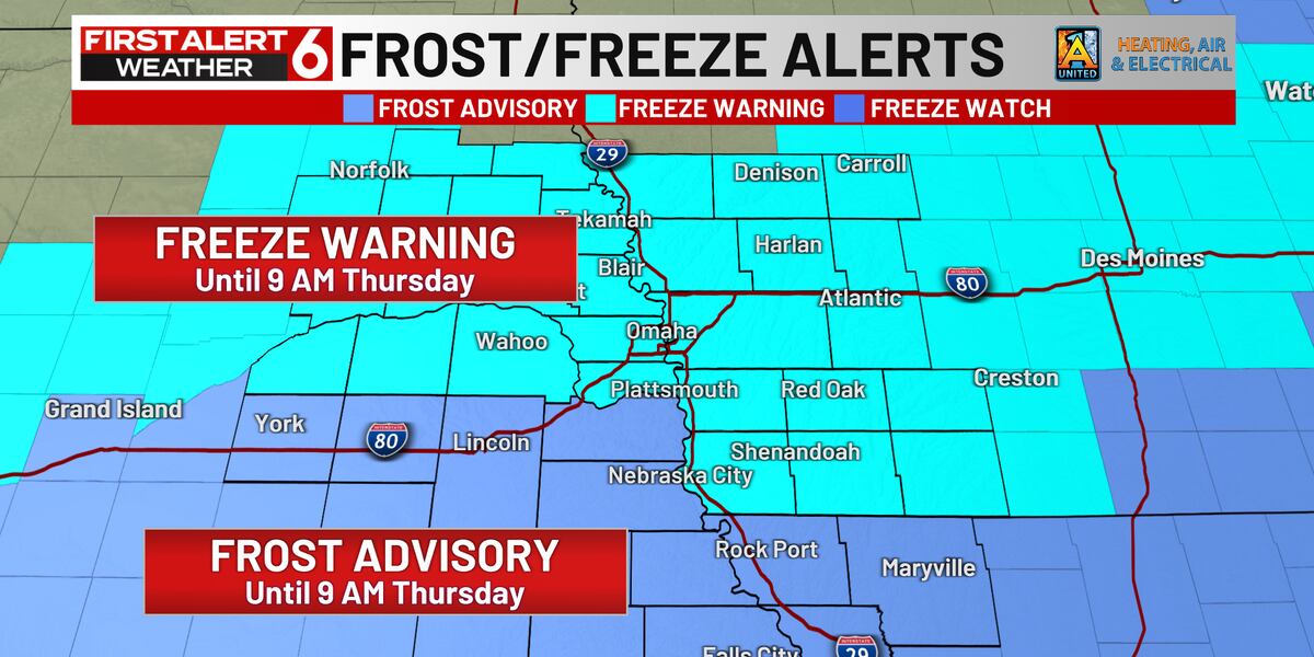 FIRST ALERT 6 WEATHER DAY - Freeze Warning issued for metro, widespread frost likely
