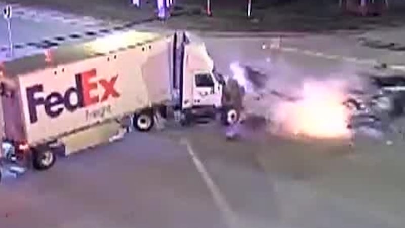 Police responded to an overnight crash involving a car and a FedEx semi-trailer in Council...