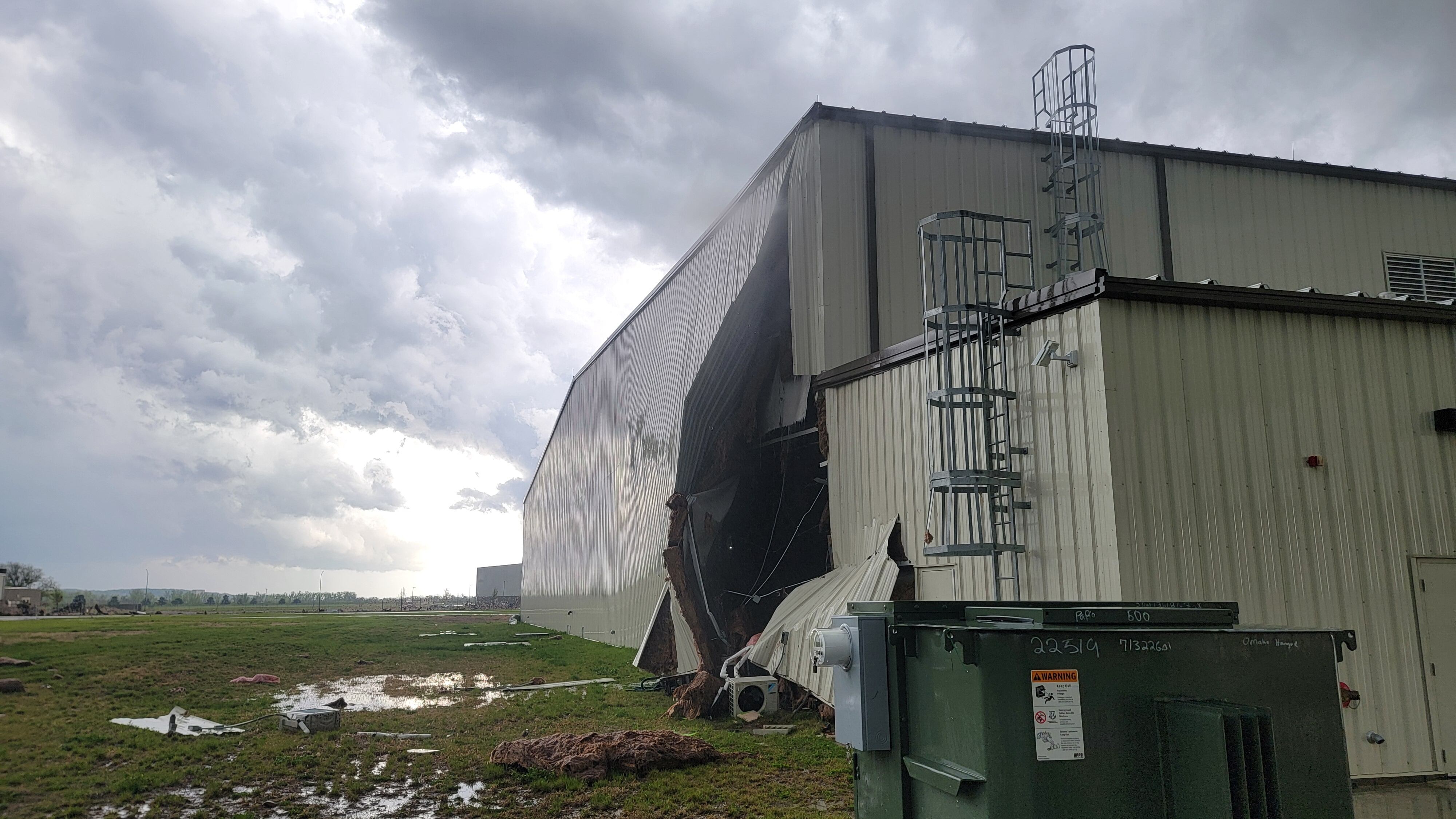 Jacob Dahl shared this photo of tornado damage at Eppley Airfield. Four hangars were destroyed...