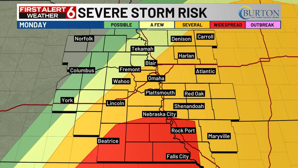 Severe outlook for Monday, May 18, 2026