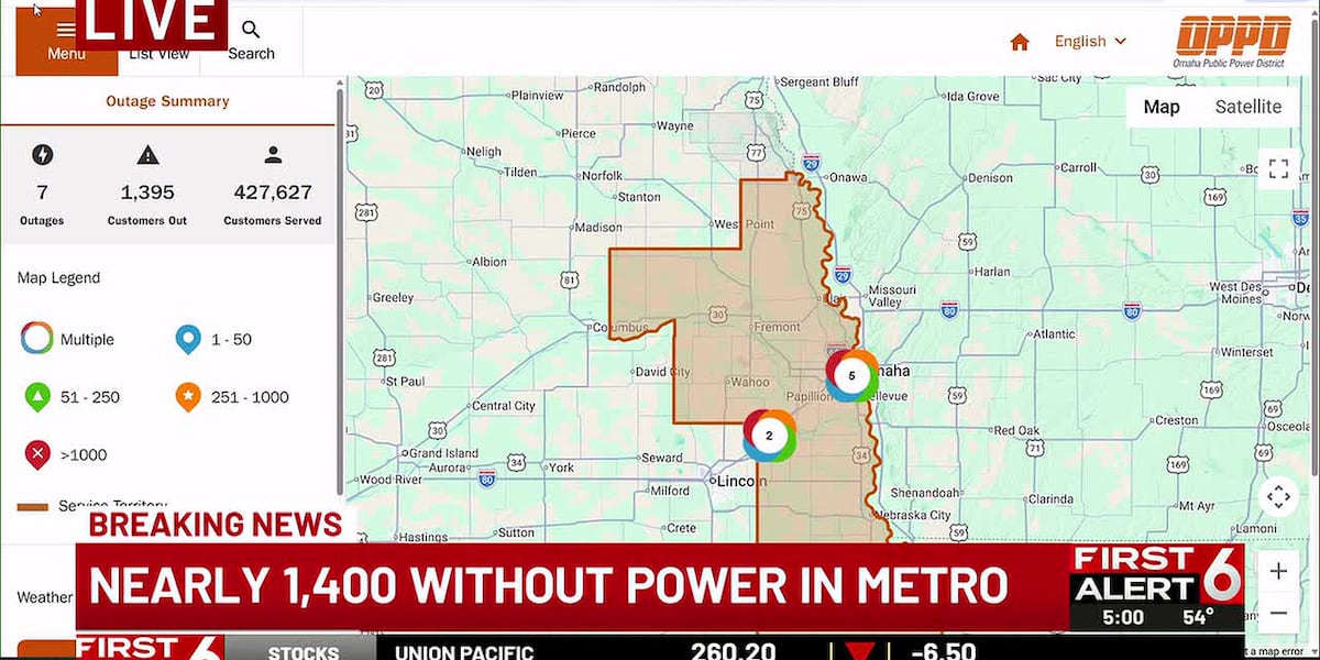 Nppd Map Nearly 1,400 Omaha Public Power District customers without power