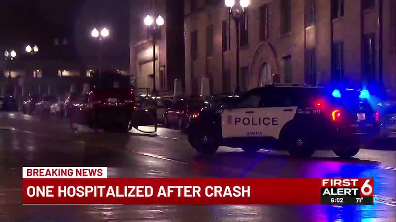 One person is in the hospital after a rollover crash in the Old Market area in Omaha.